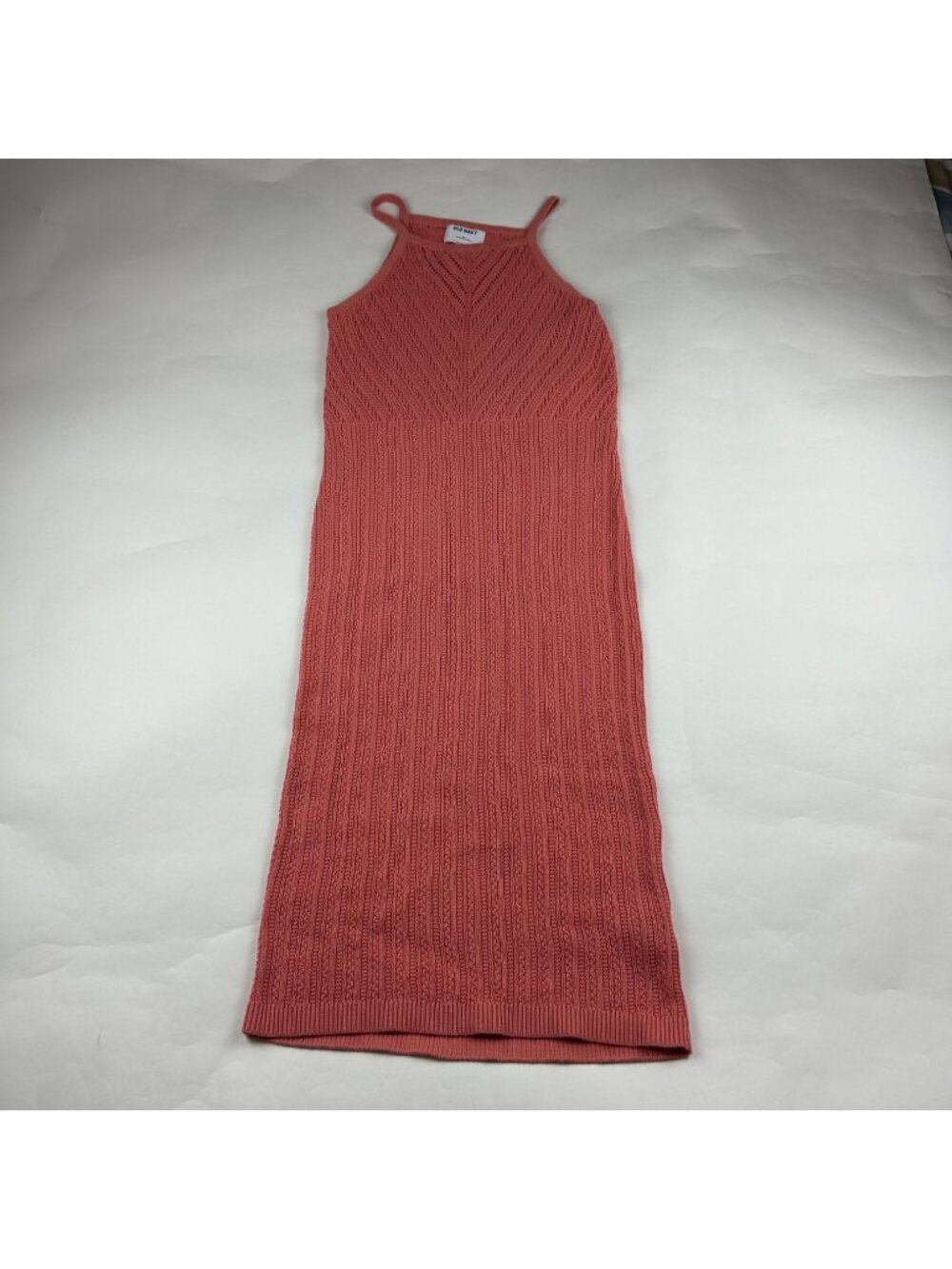 Old Navy Coral Crochet High Neck Midi Dress M